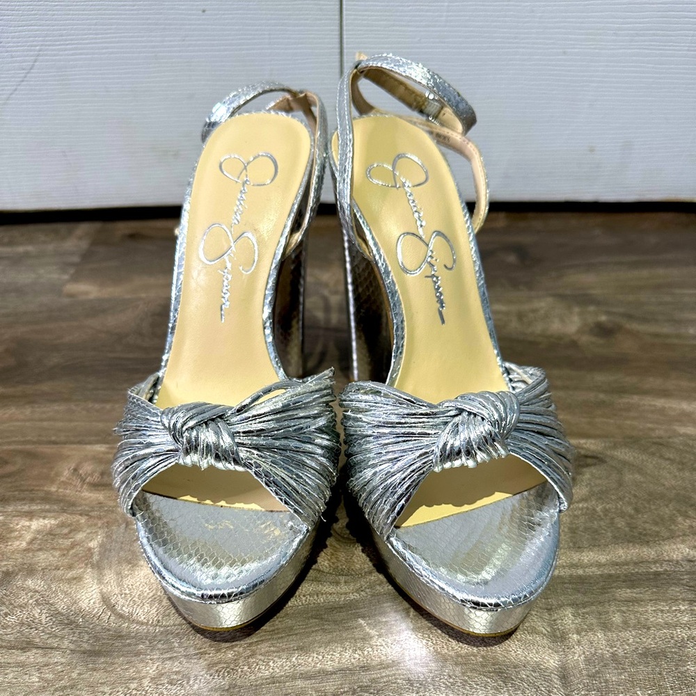 Jessica Simpson Silver Platform Heels